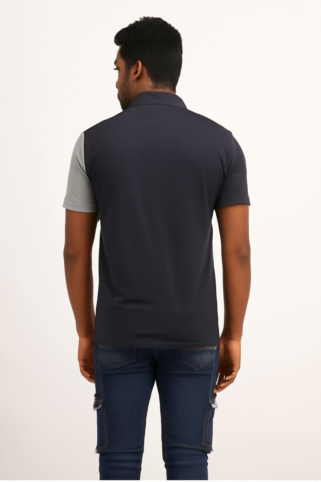 Cross Panel Cut Designer t-shirt with Front Zip