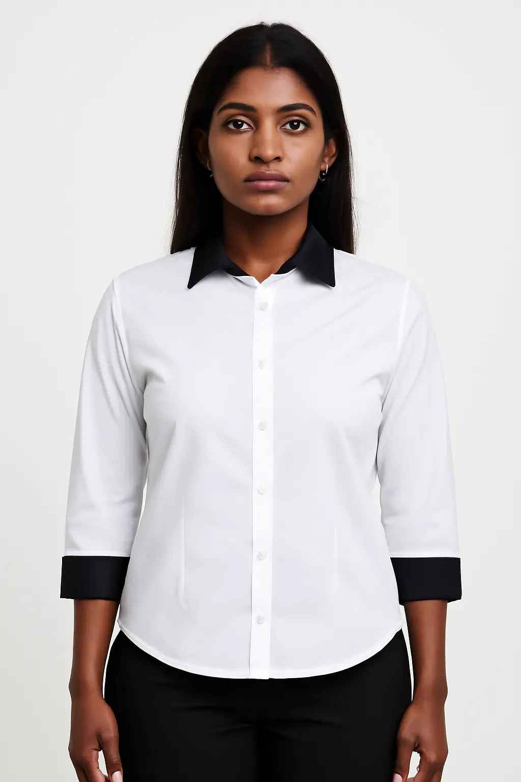 Classic White Shirt With Black Trims