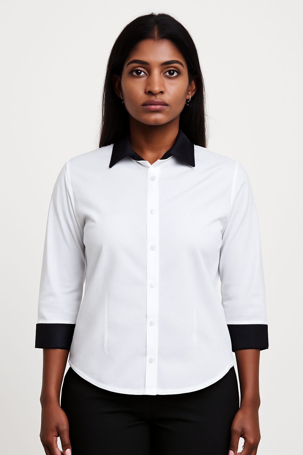 Classic White Shirt With Black Trims