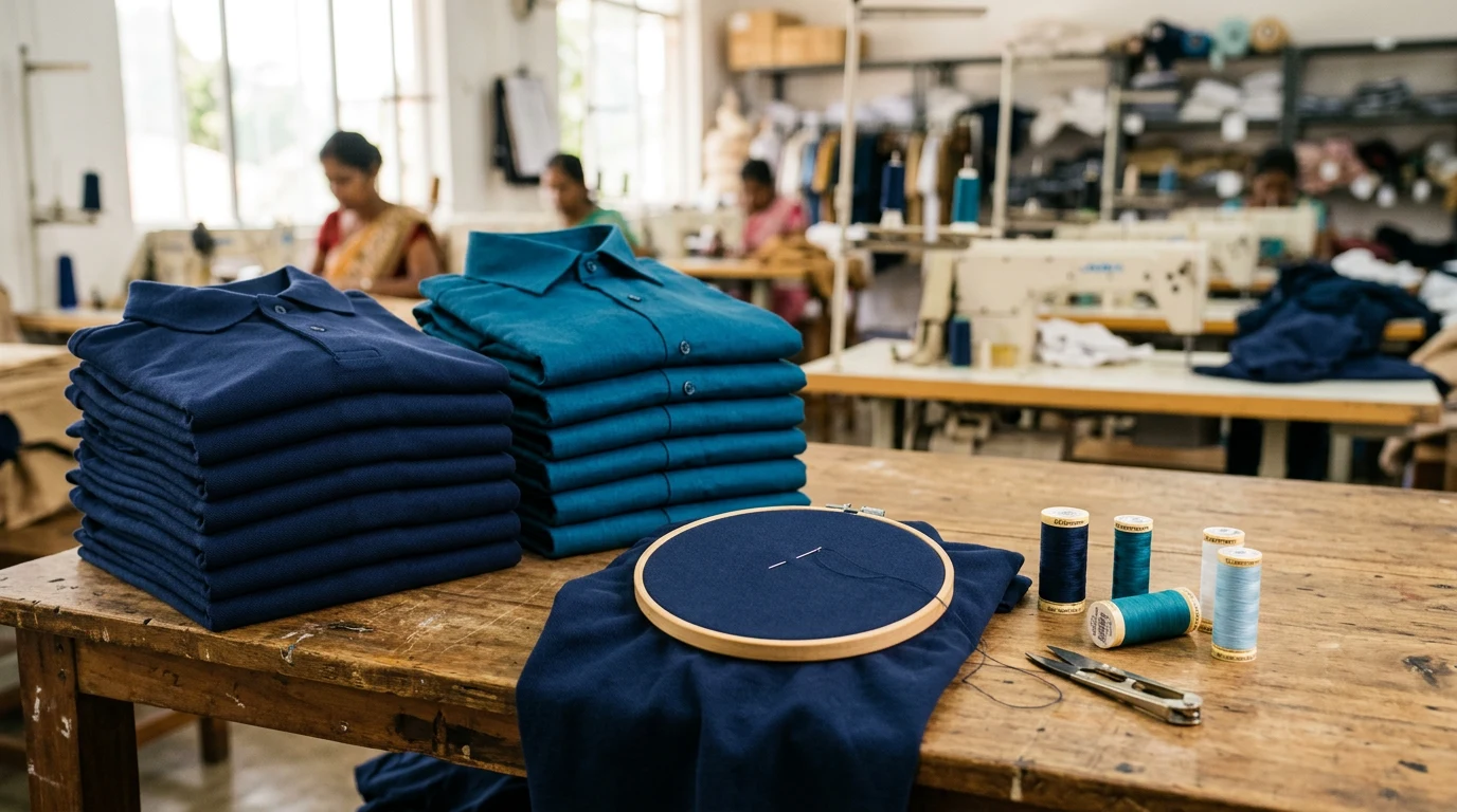 Custom staff shirts with embroidery setup for bulk uniform costing in Sri Lanka