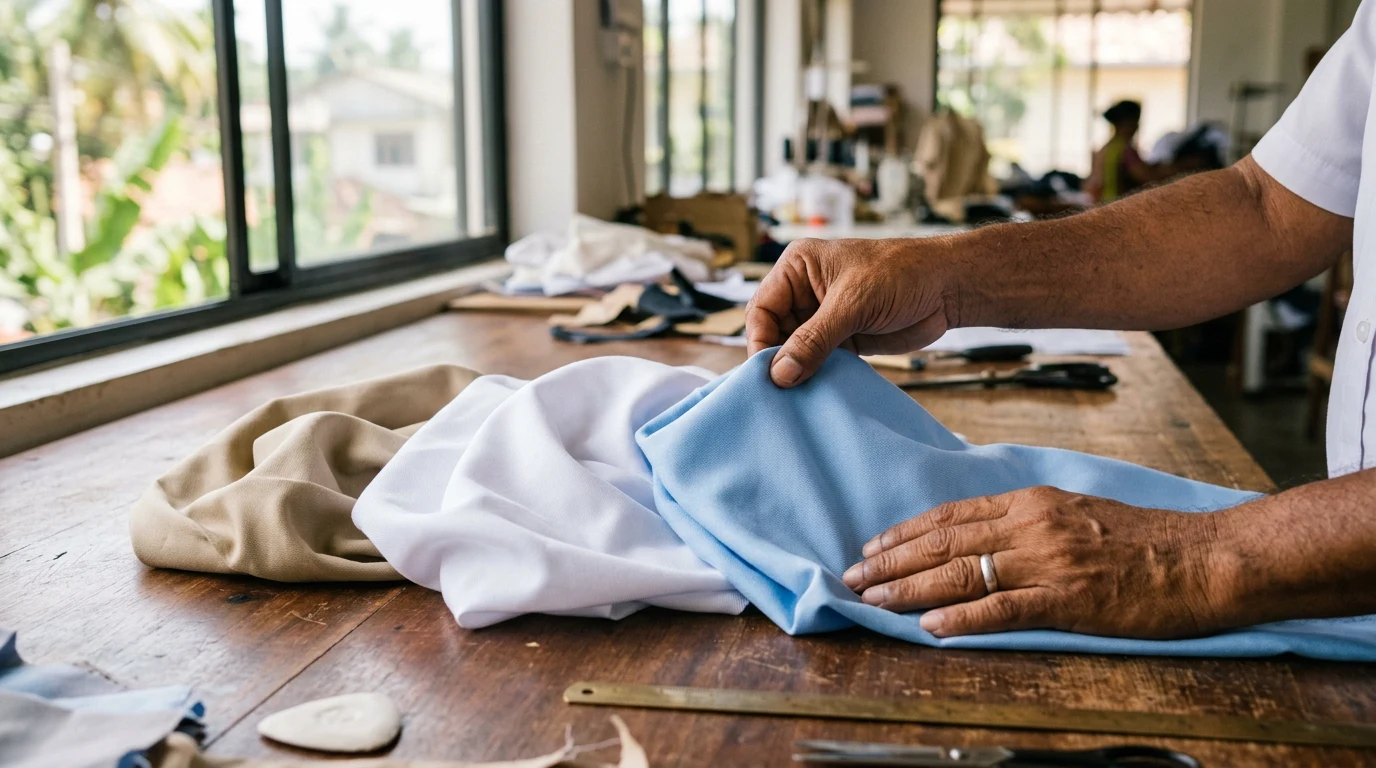 Breathable poly-cotton uniform fabric samples for Sri Lanka’s tropical climate
